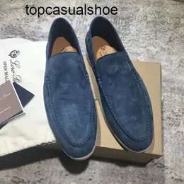 LORO Piano LP Lorospianasl Sauda Charms Topality Supotos Moccasins Summer Couples Sapatos Sapatos de couro genuíno Casual Slip em apartamentos homens e mulheres Designer de luxo FL