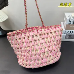 pink Basket 24CH bags luxurys straw bag designers bag beach bag Shoulder Bags CrossBody Handbags Totes purse Classic geometry bag double letters bags