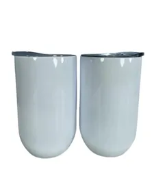 Fai da te 12 once sublimazione DRITTO bicchiere da vino Bicchieri da vino in acciaio inossidabile Portauova Bicchieri da vino senza stelo con coperchio Forma di uovo sottovuoto9316895