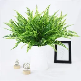 장식용 꽃 2pcs 인공 고사리 물 페르시아 시뮬레이션 녹색 벽 장식 및 잎 고사