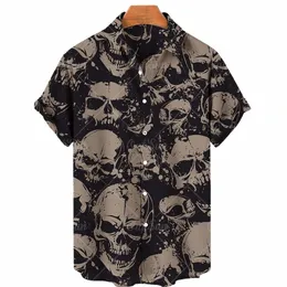 2023男性用の新しい3Dシャツ男性のためのスカルプリントシャツfiデザイナーtシャツ女性カジュアル半袖ハワイアンシャツ夏x1af＃