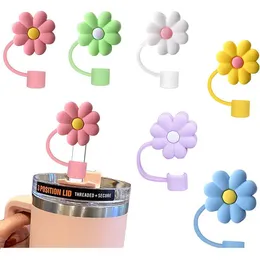 50pcs 10mm flowers tumbler and animal straws tip silicone lids cartoon dust plug straws toppers charms accessories