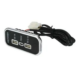 Upgrade 3 Ports PD Type-C 2.1A 1A USB Car Charger Socket DC 12V 24V For Motorcycle Auto Truck ATV Boat RV Bus Power Adapter Outlet