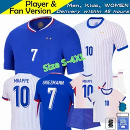 S-4XL 2024 فرنسي كأس اليورو لكرة القدم جيرسي Mbappe Dembele Benzema Giroud Griezmann Saliba Pavard Kante 24 Team Team Women Men Kids Kids Player Shirt