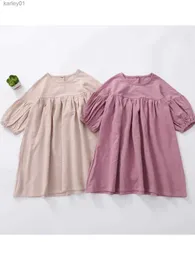 Mädchen Kleider Mädchen Baumwolle Leinen Langarm Kleid Kinder Frische A-Linie Kleid Kinder Kleidung Herbst Stil yq240327