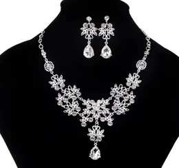 2022 moda cristallo regolabile set di gioielli da sposa matrimonio strass collana orecchini gioielli set accessori da sposa economici7573680