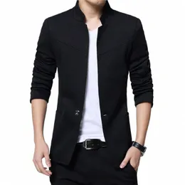 Liseaven Blazer Männer Jacken Männlich Stehkragen Männliche Blazer Slim Fit Herren Blazer schwarze Jacke Männer Plus Größe 5XL 69Yx #