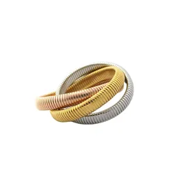 Atacado jóias femininas (3 set/lote) titânio aço elástico 10mm corrente de cobra contraste ouro rosa estiramento pulseira juntos