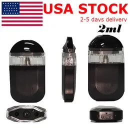 USA Stock Vape Pen 2 ml Pod Einweg-E-Zigaretten, dicke Ölkartuschen, leer, wiederaufladbar, 280 mAh Batterie, Keramikspule, Verdampfer, Probe, flache Stifte, individuelles Logo