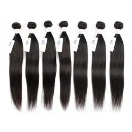 자연 검은 색 인간 머리 다발 1pc/ 3pcs/ 5pcs/ 7pcs 로트 당 12-22 인치 Remy Indian Hair Double Weft Bone Straight Extensions