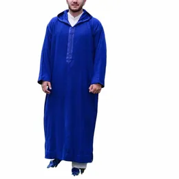 Autumn muzułmańskie męskie Jubba Thobe Abaya Tunuulmane pour homme szatę islamską szatę Pakistańską Arabian Casual Robe 33KH#