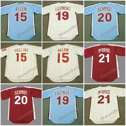 Mens 1960s-1993s Philadelphia DAVE HOLLINS RICHIE ALLEN DON MONEY SCOTT ROLEN JOHN VUKOVICH GREG LUZINSKI MIKE SCHMIDT BAKE McBRIDE Throwback Baseball Jersey S-5XL