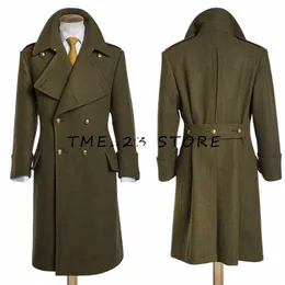 green Trench Coat Men Men's Woolen Coat V-neck Slim Double-breasted Busin Casual Winter Outerwear Winter Coats Man Australia E1xh#