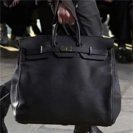Birkn50 من الجلد الأصلي BK أعلى أسود كبير كيس السعة اللياقة البدنية للأزياء حقيبة يد اليد