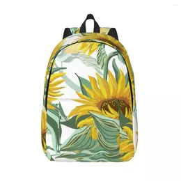 Zaino Zaino Studente Girasoli Pittura ad acquerello Borsa a tracolla per laptop Scuola