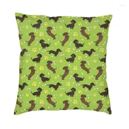 Kudde Green Dachshunds Teckel Pattern Case Home Decor Dackel Sausage Dog Cover Kast för bilens dubbelsidiga tryck