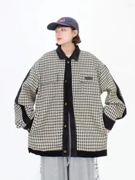 Women's Jackets Vintage Spliced Thousand Bird Checker Coats 2024 Autumn Loose Blouse American Retro