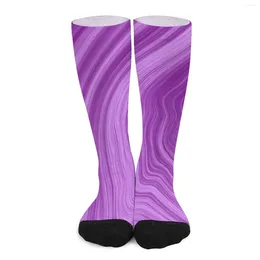 Women Socks Abstract Print Purple Tie-Dye Fashion Stockings Spring Anti-Slip Couple Breathable Graphic Running