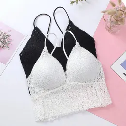 Camisoles & Tanks Simple Seamless Shoulder Strap Breathable Backless Solid Color Women Sexy Lace Bra Invisible Crop Tops