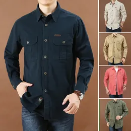 2023 Spring Autumn Denim Men Shirts Long Sleeve 100 Cotton Outdoor Sports Army Military Casual Shirts Hiking Camping Clothing 240326