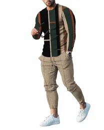 Män överdimensionerad kostym Trendiga designerkläder Män avslappnad LG Sleeve Trousers Sport Tracksuit Graphic T Shirts Streetwear Set Z8Sr#