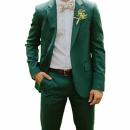 Gröna män passar tvåpiecesjacket+byxor Ställ in ny smal passform fi högkvalitativ manlig formell festkläder h36p#