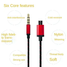 Novo 2024 3m, 1,5m e 1m de cinco núcleos Cartão de som ao vivo K Song Kefeng V8 Long Red e outros cabos de áudio trançados de gravação geral para som ao vivo para