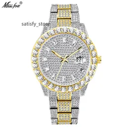 Missfox Men Watch luksus mrożony na zewnątrz zegarek dla mężczyzn dla mężczyzn relojes hombre hip hop kwarcowa ręka