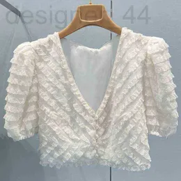 T-shirt da donna designer la splicing cardigan con scollo a V e slve camicia ionica suer allentata corta femminile EI4S