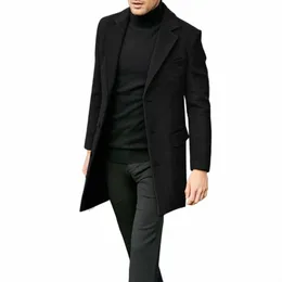 Cappotto invernale da uomo manica Lg Plus Size Cappotto con bavero Giacca imbottita in pelle Cappotto vintage addensato Giacca di pelle di pecora Mens Topcoat Z4tR #