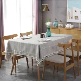Pano de mesa jacquard xadrez algodão linho rugas anti-desbotamento toalhas de mesa lavável capa para cozinha jantar festa