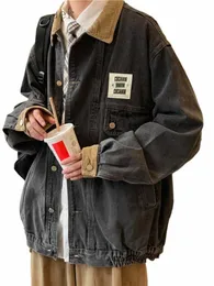 gmiixder Американская джинсовая куртка Мужчины Harajuku Trend Красивый Япония Панк Уличная одежда 2023 Весна Осень Унисекс Уличная рабочая одежда Пальто u8wh #