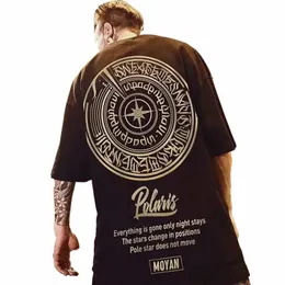 M-8XL Oversized Tshirts Hg Kg Estilo Back Compass Letter Print T-shirt dos homens de manga curta tamanho grande Top Casal T-shirt Q6tr #