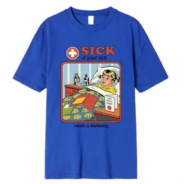 Horror komiks Sick of Yourshit Health Wellbeing Men Ubrania Fi Summer Cott T-shirty T-koszulki ulica luźna top e9tw#