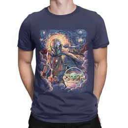 Star Wars Starry Night Portrait Camisetas para homens Novidade Cott Tees O Neck Manga Curta Camisetas Tops Q4L5 #