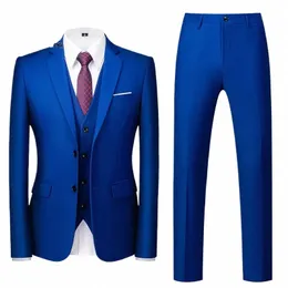 jacket Vest Pants Single-breasted Slim Mens Suit Busin Casual Work Profial Wear Wedding Groomsmen Suit 3pcs and 2pcs Set y6bp#