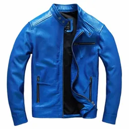 tcyeek Primavera Autunno Abbigliamento uomo Trend Cappotto in pelle di mucca Uomo Vera giacca in pelle da motociclista Slim Cappotti corti Jaqueta De Couro J3Ld #