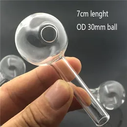 15pcs pequeno mini tubo de queimador de óleo de vidro pirex 7cm comprimento od30mm bola cachimbos portáteis tabaco erva óleo de vidro unhas água tubos de mão cigarro charuto colher tubo