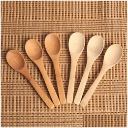 Spoons 12.8Cm/5Inch Wooden Spoon Ecofriendly Tableware Bamboo Scoop Coffee Honey Tea Soup Teaspoon Stirrer Cooking Utensil Tool Jy0293 Dhjgi