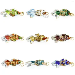 Charms 1pc koppar 3D Machinery Goldfish Emalj Multicolor Movible Ocean Animal Pendants Halsband DIY SMEE saching 4,5 x 2 cm