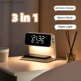 Orologi da tavolo da scrivania Nuovo tavolo da camera da letto di tendenza Luce notturna a LED Sveglia digitale Caricabatterie wireless universale QI adatto per iPhone e Samsung24327