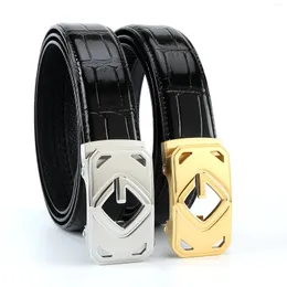 Belts 2024 High Grade Men's Leather Stainless Steel Automatic Checkout Full Grain Business Waistband Belt Luxury Designer