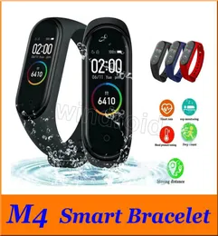 M4 Fitness Smart Armband IP67 Waterproof Hevert Monitor Sleep Monitoring Smartwatch Armbands Löstagbara färger billiga 50pcs1295693