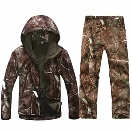태드 기어 전술 Softshell Camoue 재킷 세트 남자 군대 바람막이 방수 사냥 의류 세트 군사 야외 재킷 N3dh#