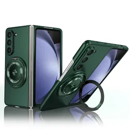 Forte adsorção magnética 360 ° capa com suporte de anel para Samsung Galaxy Z dobrável 5, dobrável 4 3, suporte para carregamento sem fio capa dura