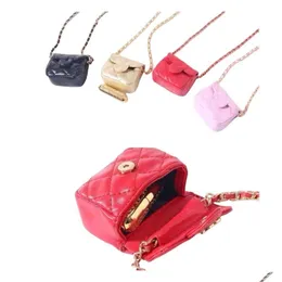 Handbags Classic Kids Metail Chain Handbag Children Diamond Lattice Single Shoder Bag Designer Luxury Girls Mini Purse Wallet A4005 Dr Dhkw0