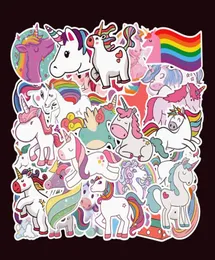 50pcs الكثير من أزياء الرسوم الكاريكاتورية Unicorn Car Graffiti ملصقات Graffiti القابلة للإزالة مقاومة للماء PVC التزلج على متن الدراجات النارية دراجة.