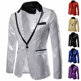 Blazer masculino redondo lantejoulas boutique casual jaqueta masculina casamento palco desempenho bar boate anfitrião rua artista terno masculino q1cF #