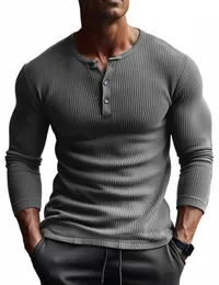 2024 Новая футболка из полиэстера с рукавами LG, мужская дышащая тонкая ткань, повседневная футболка, весна-осень, базовые футболки с Генри-образным вырезом, мужские z7Mu #