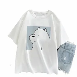 Mulheres T-shirt Kawaii Little Bear Imprimir Manga Curta TShirt Esportiva Feminino Harajuku Verão Japonês Anime Carto Oversized TShirt c8Yu #